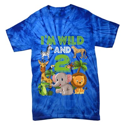 Im Wild And 2 Zoo Theme Birthday Safari Jungle Tie-Dye T-Shirt