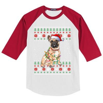 I Want A French Bulldog For Christmas Ugly Sweater Dog Xmas Great Gift Kids Colorblock Raglan Jersey