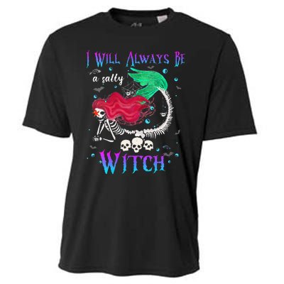 I Will Always Be A Salty Witch Halloween Mermaid Skeleton Cooling Performance Crew T-Shirt