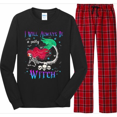 I Will Always Be A Salty Witch Halloween Mermaid Skeleton Long Sleeve Pajama Set