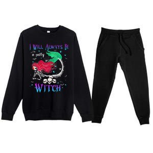 I Will Always Be A Salty Witch Halloween Mermaid Skeleton Premium Crewneck Sweatsuit Set