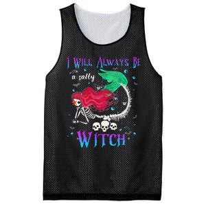 I Will Always Be A Salty Witch Halloween Mermaid Skeleton Mesh Reversible Basketball Jersey Tank