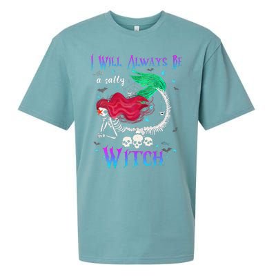 I Will Always Be A Salty Witch Halloween Mermaid Skeleton Sueded Cloud Jersey T-Shirt