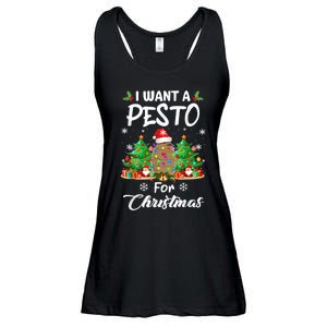 I Want A Pesto For Christmas Pesto The Penguin Funny Ladies Essential Flowy Tank