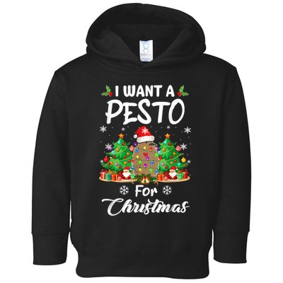 I Want A Pesto For Christmas Pesto The Penguin Funny Toddler Hoodie