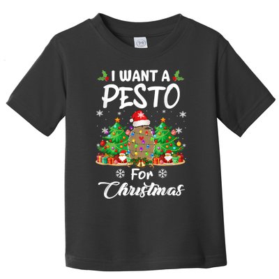 I Want A Pesto For Christmas Pesto The Penguin Funny Toddler T-Shirt