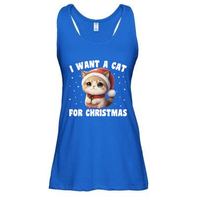 I Want A Cat For Christmas Cute Cats Cool Gift Ladies Essential Flowy Tank