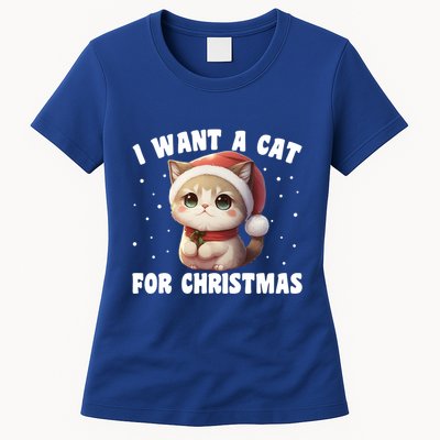 I Want A Cat For Christmas Cute Cats Cool Gift Womens T-Shirt
