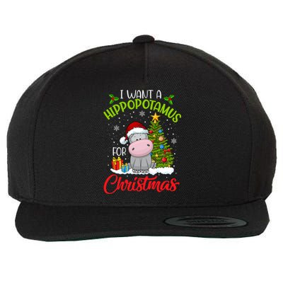 I Want A Hippopotamus For Christmas Xmas Hippo Meaningful Gift Wool Snapback Cap