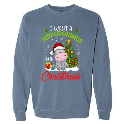 I Want A Hippopotamus For Christmas Xmas Hippo Meaningful Gift Garment-Dyed Sweatshirt