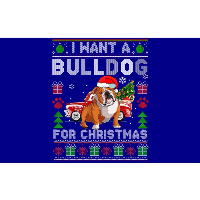 I Want A Bulldog For Christmas Ugly Sweater Dog Xmas Outfit Gift Bumper Sticker