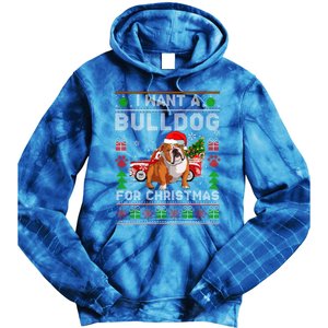 I Want A Bulldog For Christmas Ugly Sweater Dog Xmas Outfit Gift Tie Dye Hoodie