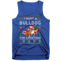 I Want A Bulldog For Christmas Ugly Sweater Dog Xmas Outfit Gift Tank Top