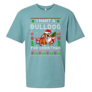 I Want A Bulldog For Christmas Ugly Sweater Dog Xmas Outfit Gift Sueded Cloud Jersey T-Shirt