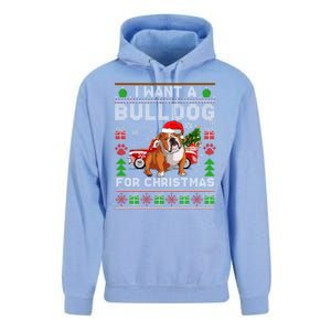 I Want A Bulldog For Christmas Ugly Sweater Dog Xmas Outfit Gift Unisex Surf Hoodie