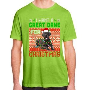 I Want A Great Dane For Christmas Santa Dog Lover Owner Gift Adult ChromaSoft Performance T-Shirt