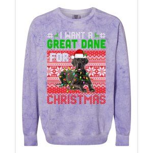 I Want A Great Dane For Christmas Santa Dog Lover Owner Gift Colorblast Crewneck Sweatshirt