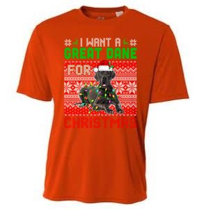 I Want A Great Dane For Christmas Santa Dog Lover Owner Gift Cooling Performance Crew T-Shirt