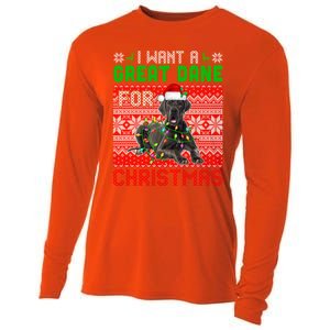 I Want A Great Dane For Christmas Santa Dog Lover Owner Gift Cooling Performance Long Sleeve Crew