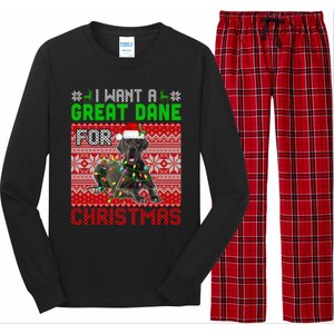 I Want A Great Dane For Christmas Santa Dog Lover Owner Gift Long Sleeve Pajama Set