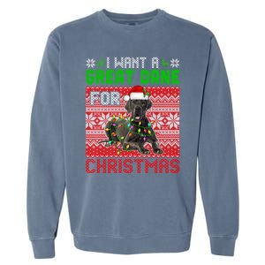 I Want A Great Dane For Christmas Santa Dog Lover Owner Gift Garment-Dyed Sweatshirt