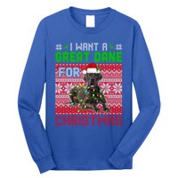 I Want A Great Dane For Christmas Santa Dog Lover Owner Gift Long Sleeve Shirt