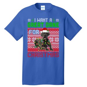 I Want A Great Dane For Christmas Santa Dog Lover Owner Gift Tall T-Shirt