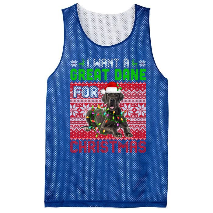 I Want A Great Dane For Christmas Santa Dog Lover Owner Gift Mesh Reversible Basketball Jersey Tank