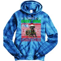 I Want A Great Dane For Christmas Santa Dog Lover Owner Gift Tie Dye Hoodie