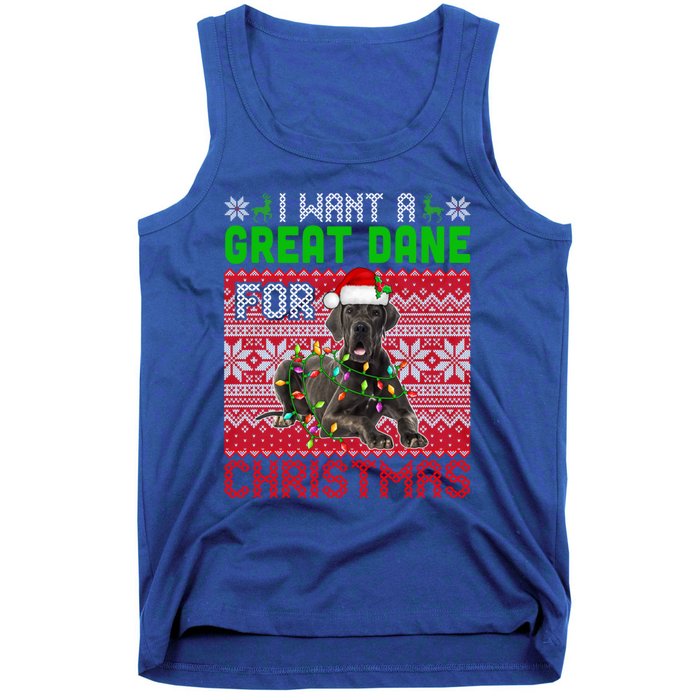 I Want A Great Dane For Christmas Santa Dog Lover Owner Gift Tank Top