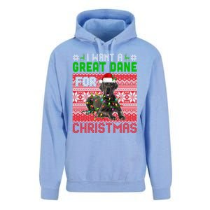 I Want A Great Dane For Christmas Santa Dog Lover Owner Gift Unisex Surf Hoodie