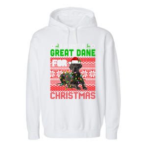 I Want A Great Dane For Christmas Santa Dog Lover Owner Gift Garment-Dyed Fleece Hoodie