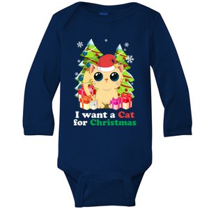 I Want A Cat For Christmas Funny Christmas Funny Gift Holiday Meaningful Gift Baby Long Sleeve Bodysuit