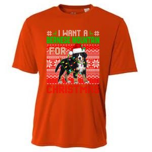 I Want A Bernese Mountain For Christmas Santa Dog Lover Gift Cooling Performance Crew T-Shirt