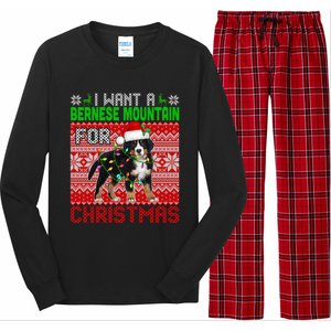 I Want A Bernese Mountain For Christmas Santa Dog Lover Gift Long Sleeve Pajama Set