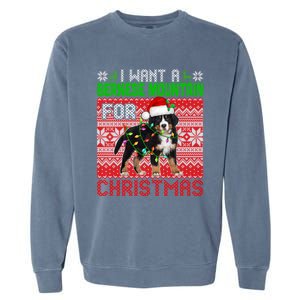 I Want A Bernese Mountain For Christmas Santa Dog Lover Gift Garment-Dyed Sweatshirt