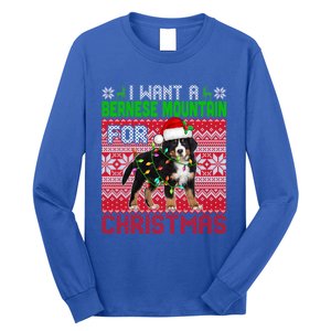 I Want A Bernese Mountain For Christmas Santa Dog Lover Gift Long Sleeve Shirt