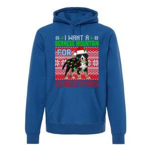 I Want A Bernese Mountain For Christmas Santa Dog Lover Gift Premium Hoodie