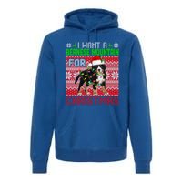 I Want A Bernese Mountain For Christmas Santa Dog Lover Gift Premium Hoodie