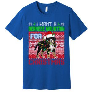 I Want A Bernese Mountain For Christmas Santa Dog Lover Gift Premium T-Shirt