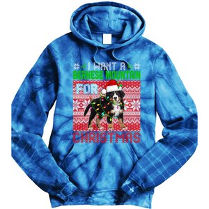 I Want A Bernese Mountain For Christmas Santa Dog Lover Gift Tie Dye Hoodie