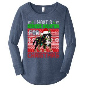 I Want A Bernese Mountain For Christmas Santa Dog Lover Gift Women's Perfect Tri Tunic Long Sleeve Shirt