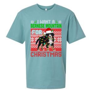 I Want A Bernese Mountain For Christmas Santa Dog Lover Gift Sueded Cloud Jersey T-Shirt