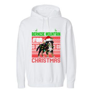 I Want A Bernese Mountain For Christmas Santa Dog Lover Gift Garment-Dyed Fleece Hoodie