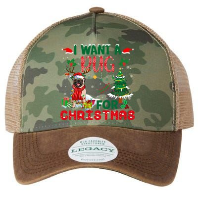 I Want A Pug Dog For Christmas Xmas Pug Dog Reindeer Meaningful Gift Legacy Tie Dye Trucker Hat