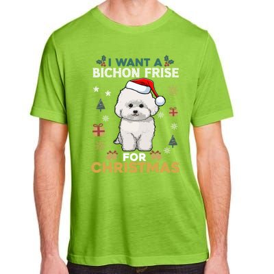 I Want A Bichon Frise For Christmas Cute Dog Lover Pajamas Gift Adult ChromaSoft Performance T-Shirt