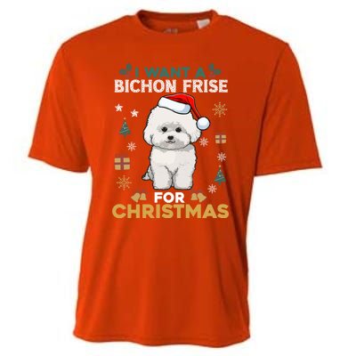 I Want A Bichon Frise For Christmas Cute Dog Lover Pajamas Gift Cooling Performance Crew T-Shirt