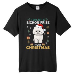 I Want A Bichon Frise For Christmas Cute Dog Lover Pajamas Gift Tall Fusion ChromaSoft Performance T-Shirt