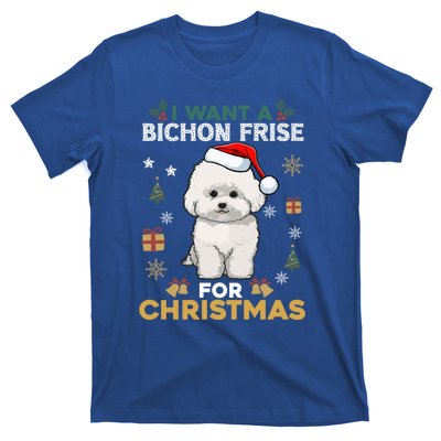 I Want A Bichon Frise For Christmas Cute Dog Lover Pajamas Gift T-Shirt