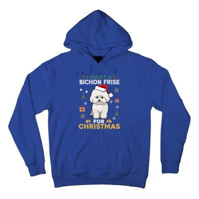 I Want A Bichon Frise For Christmas Cute Dog Lover Pajamas Gift Tall Hoodie